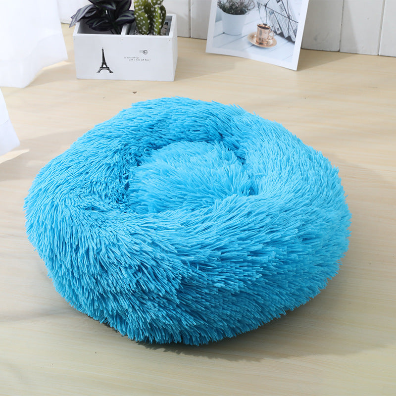 Plush Donut Bed in Blue