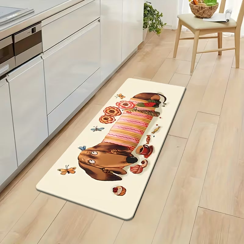 Sausage Dog Rug in Cream