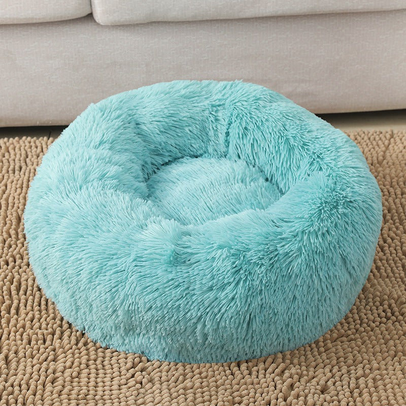 Plush Donut Bed in Lake Blue