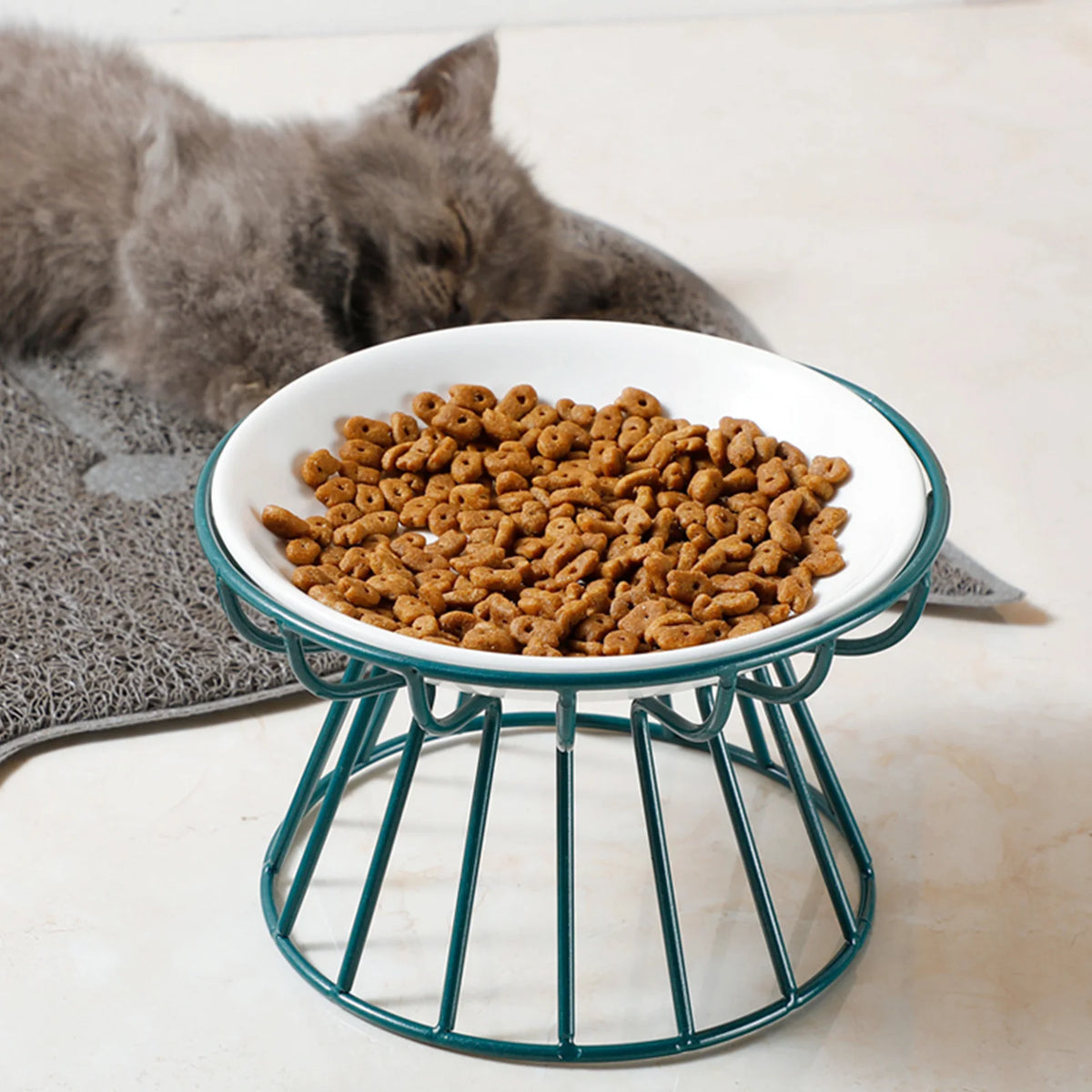 Raised Ceramic Cat Bowl & Stand