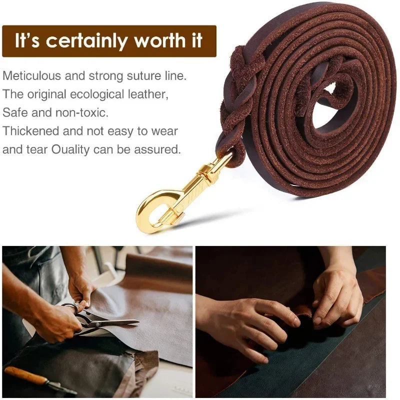 Braided leather and metal clip close-up