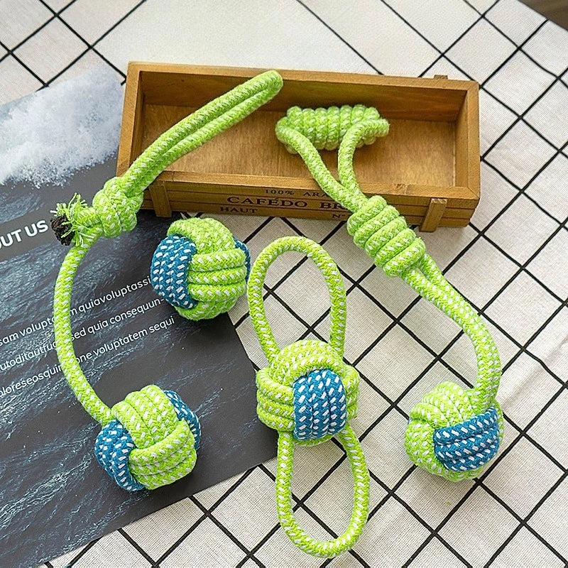 3-piece rope toy set with ball loops