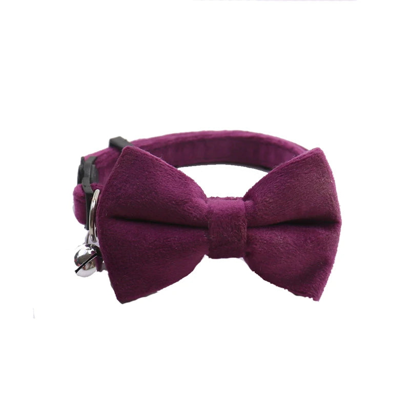 Velvet Bow Cat Collar in Purple