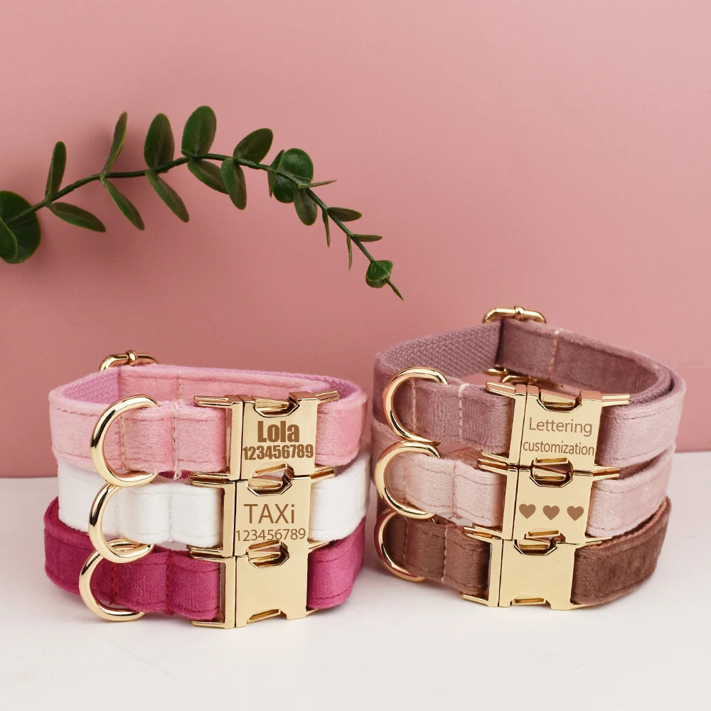 Velvet Dog Collars in pink and neutral shades