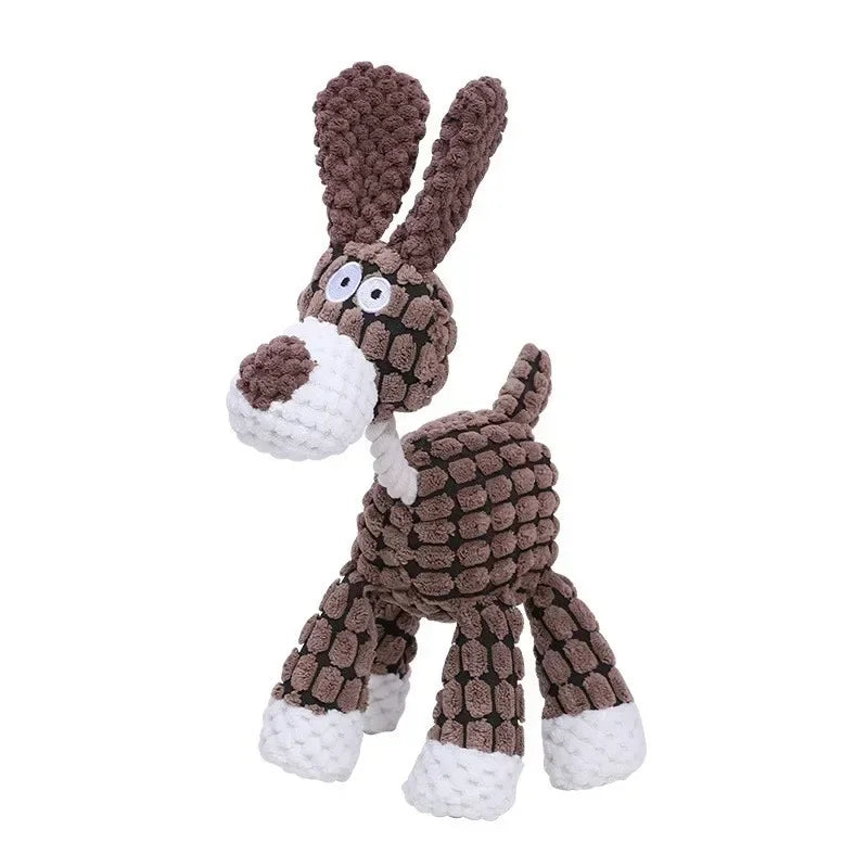 Corduroy squeaky animal dog toy