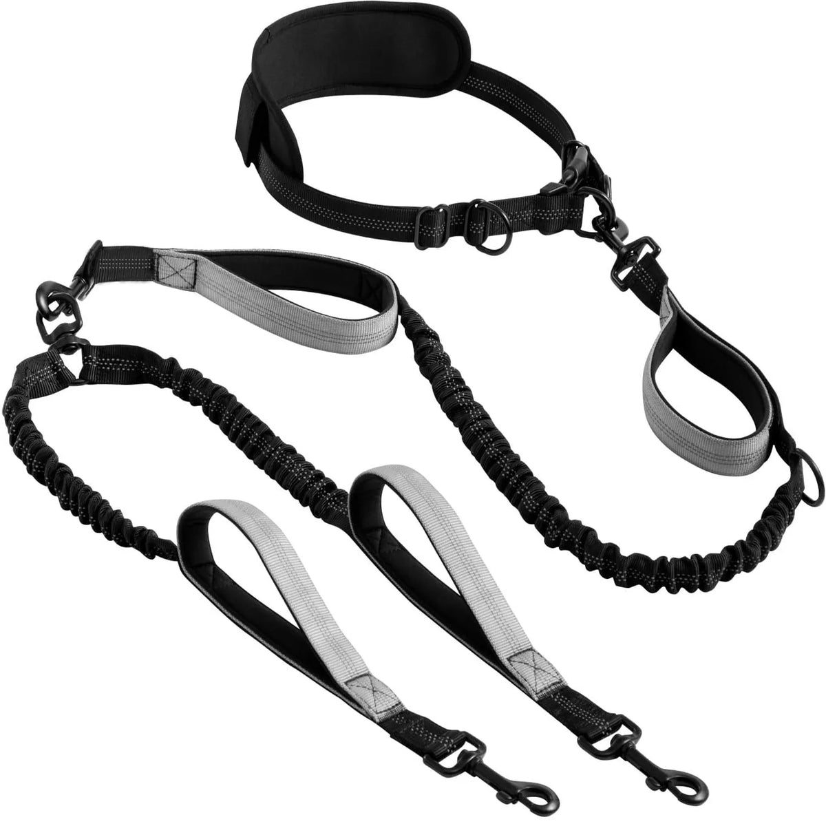 Hands-Free Double Dog Lead in Grey