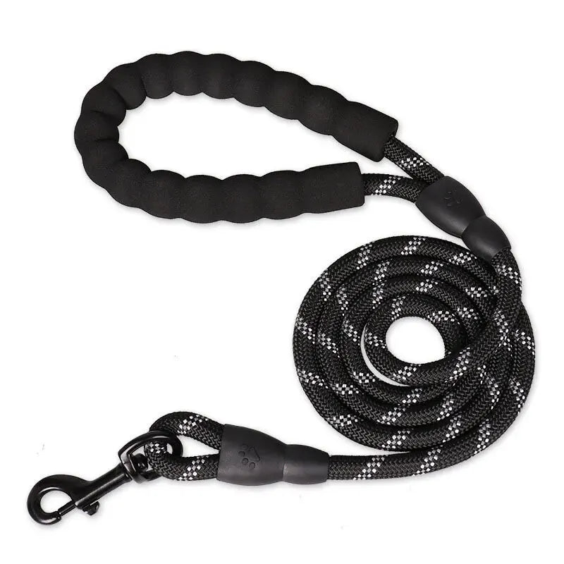 Reflective Rope Dog Lead in Black