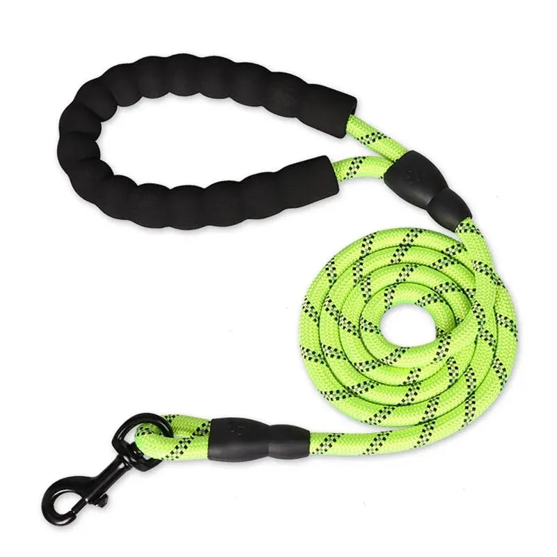 Reflective Rope Dog Lead in Green