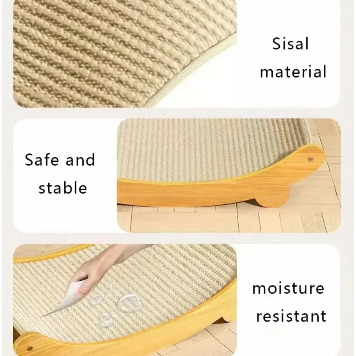 Sisal surface and stable wooden base