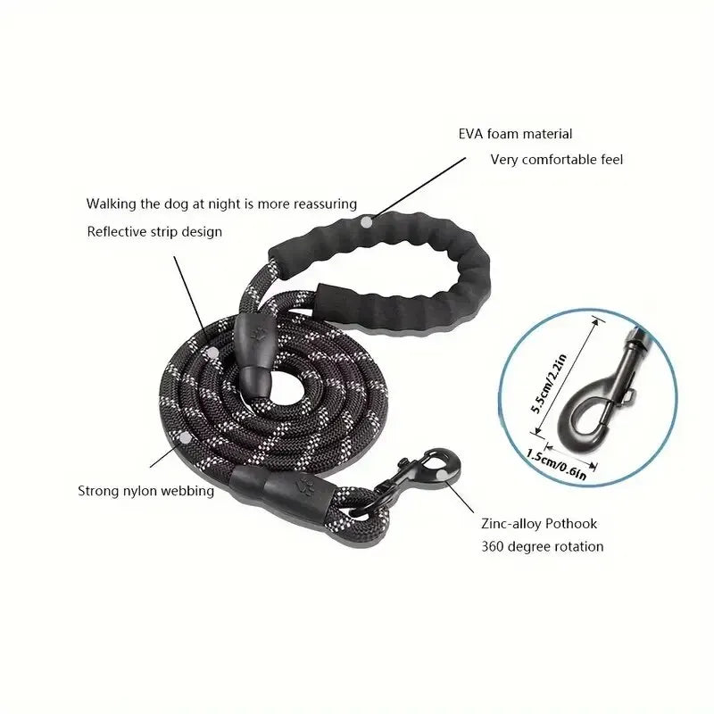 Reflective Rope Dog Lead features