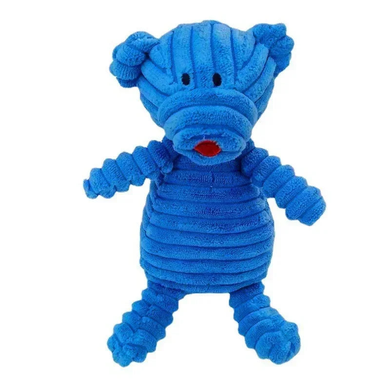 Corduroy squeaky animal dog toy