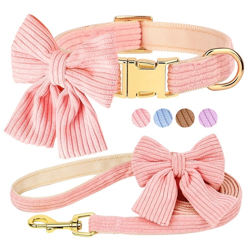 Bow Tie Collar & Lead Set in pink