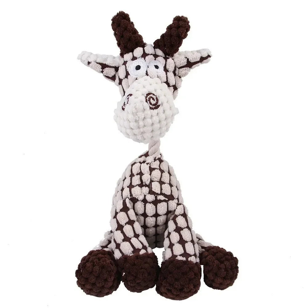 Corduroy squeaky animal dog toy
