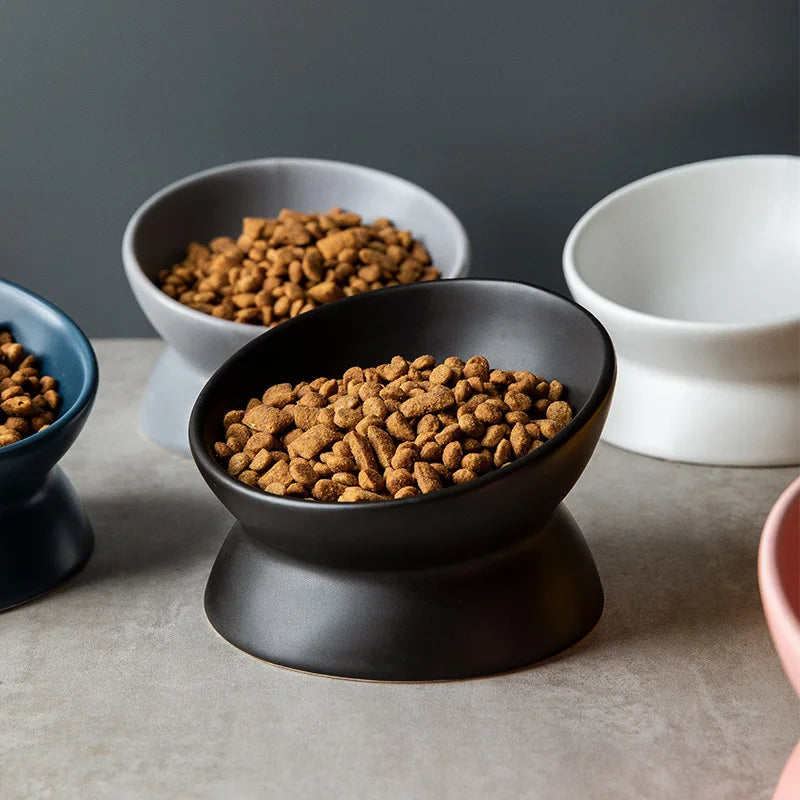 Tilted Ceramic Cat Bowl