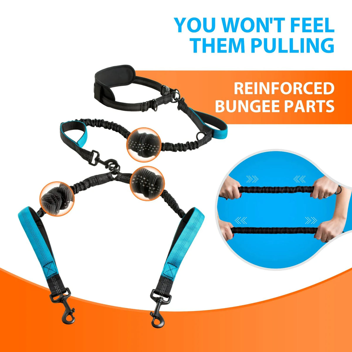 Shock-absorbing bungee sections