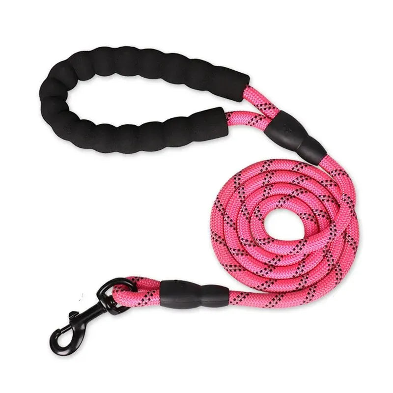 Reflective Rope Dog Lead in Pink