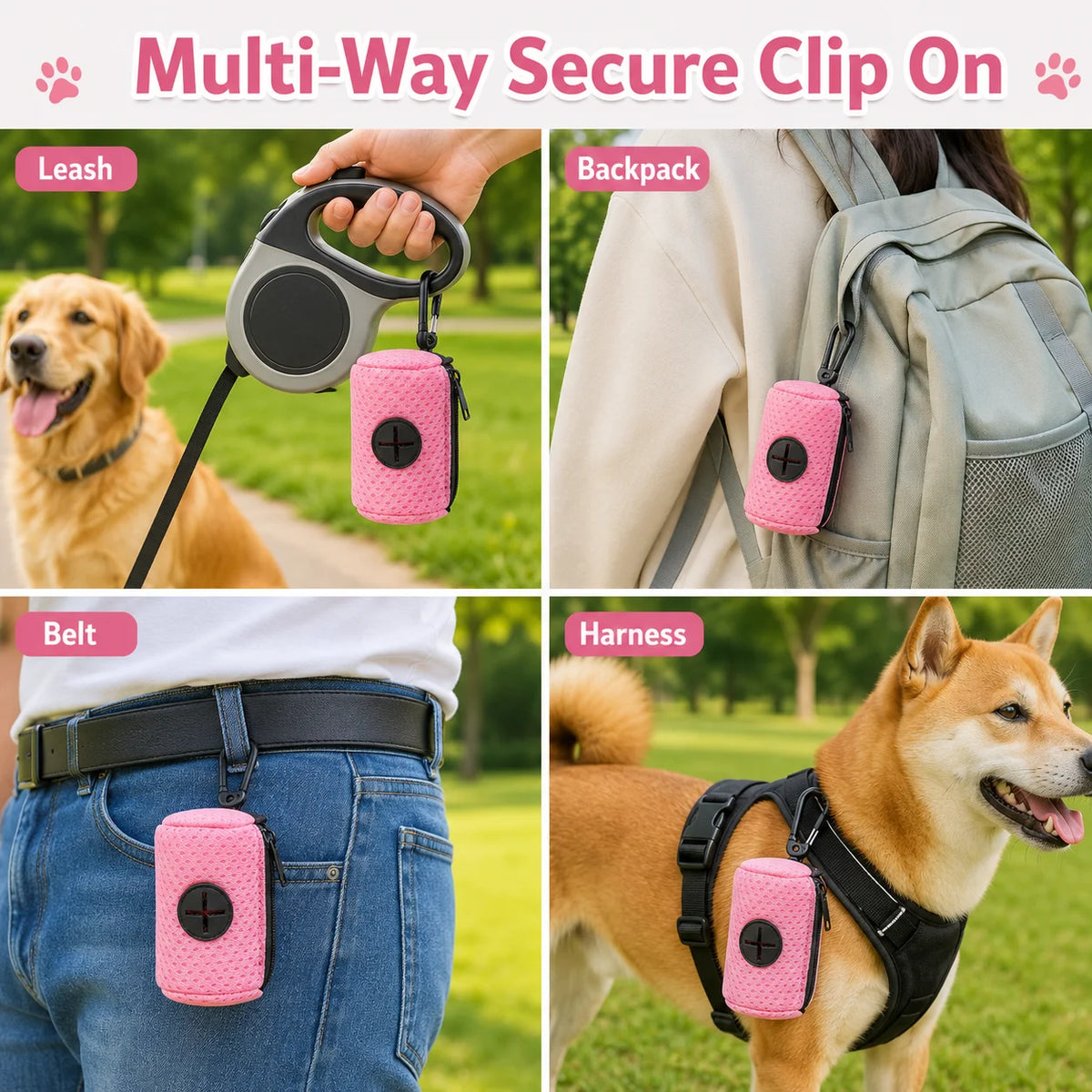 Poop Bag Holder clip options