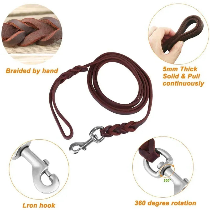 Braided Leather Dog Lead details