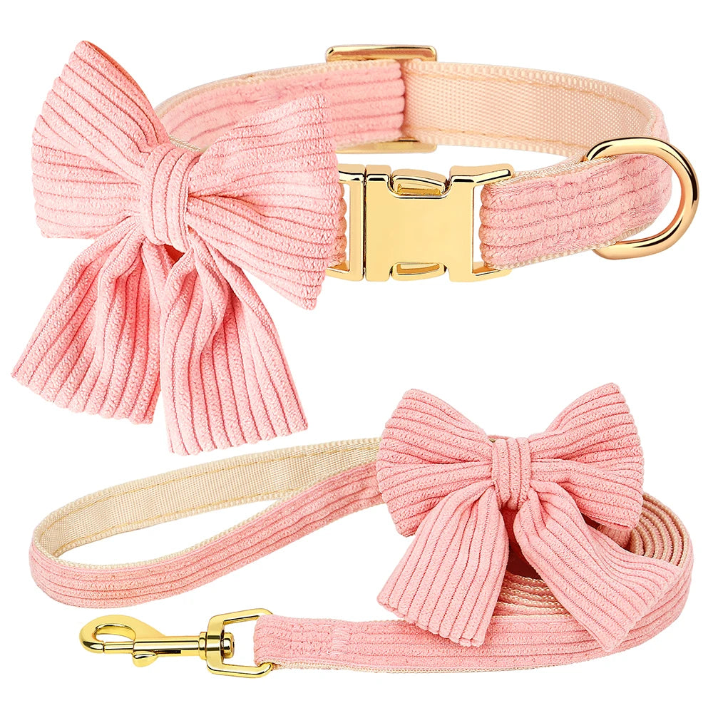 Bow Tie Collar & Lead Set in Pink