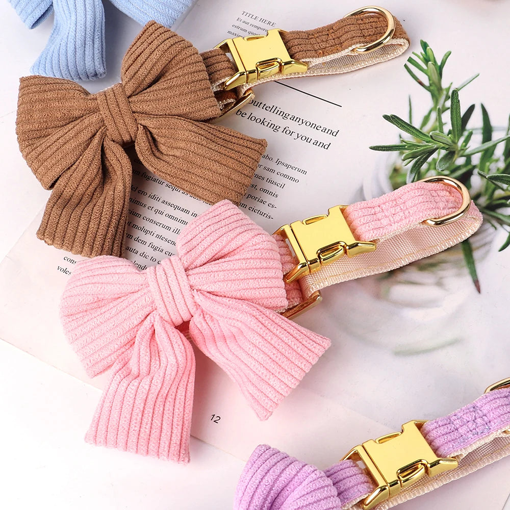 Bow Tie Collar & Lead Set in brown