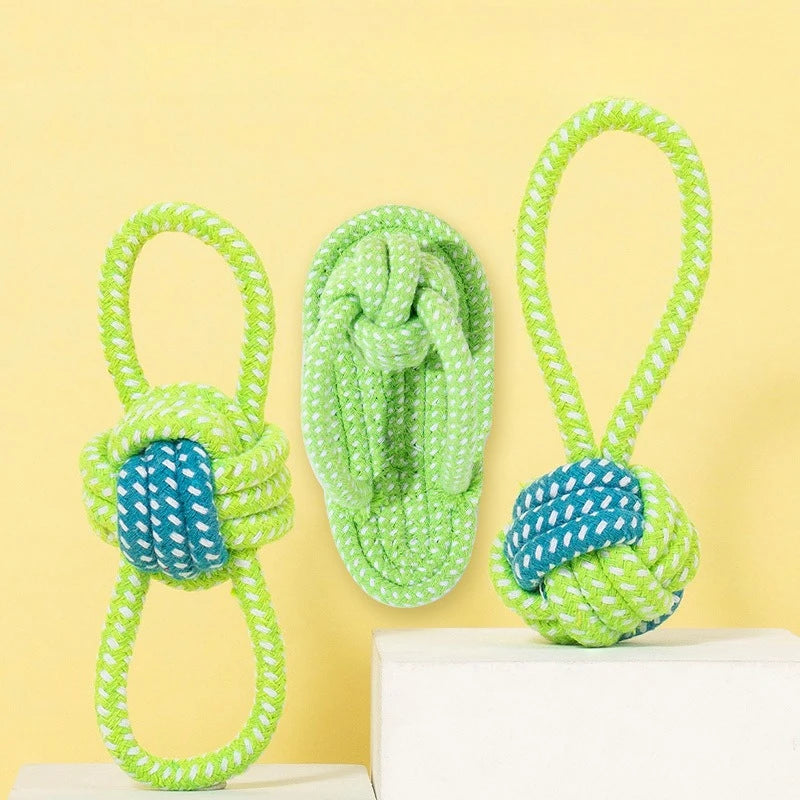 2-piece rope toy set with ball loops