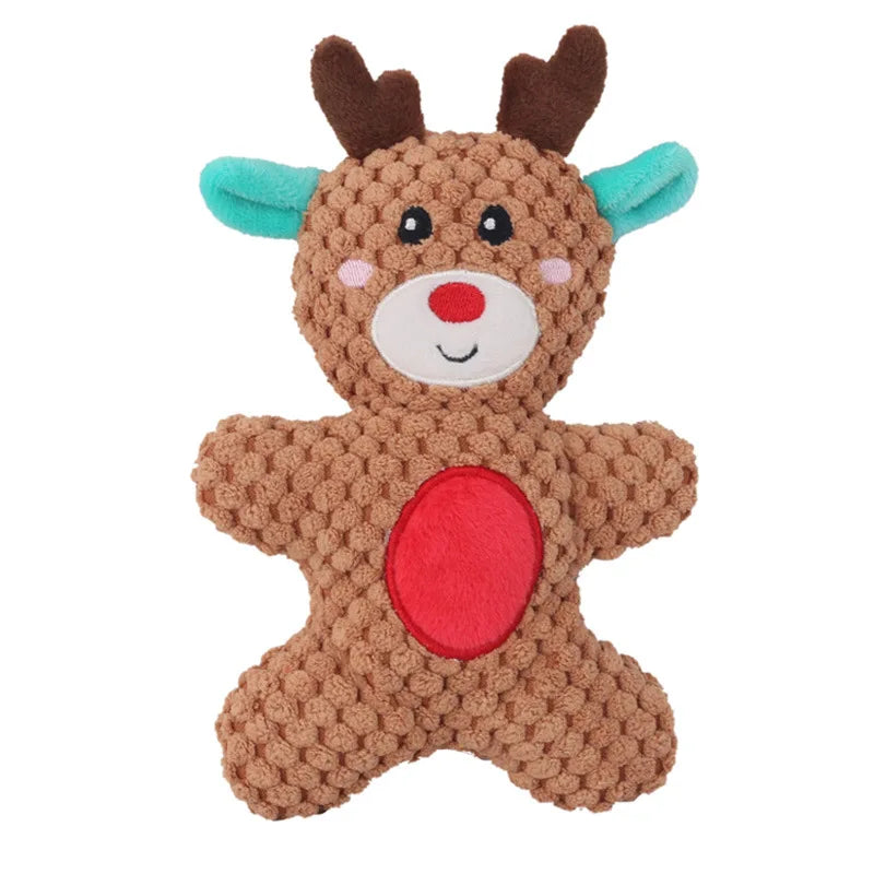 Reindeer plush squeaky dog toy
