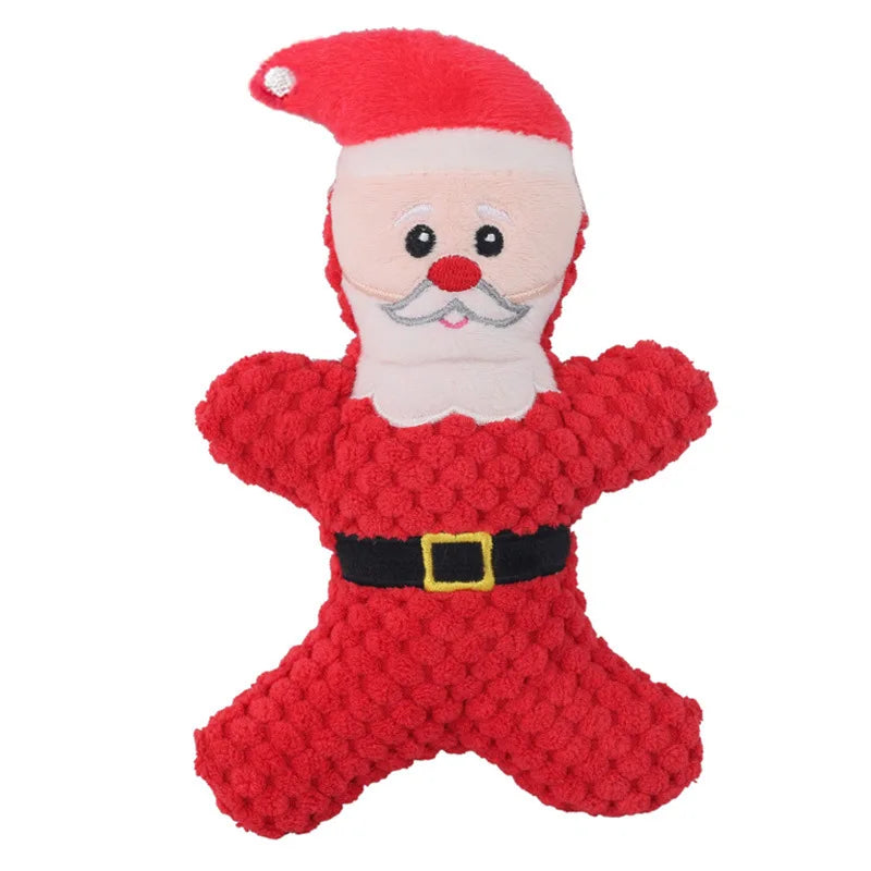 Santa plush squeaky dog toy