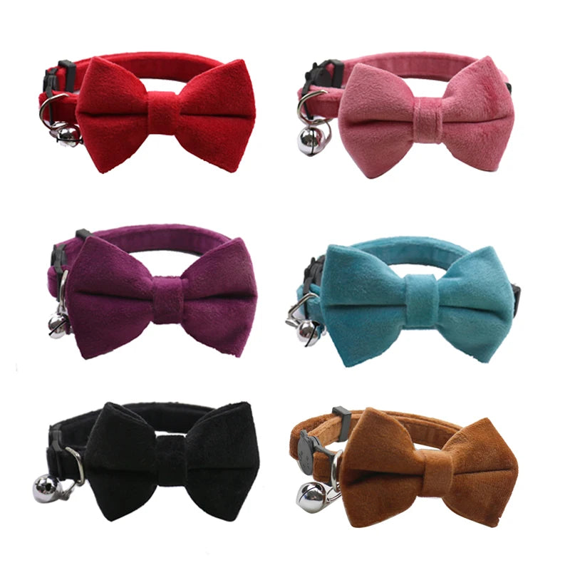Velvet Bow Cat Collar in six colours