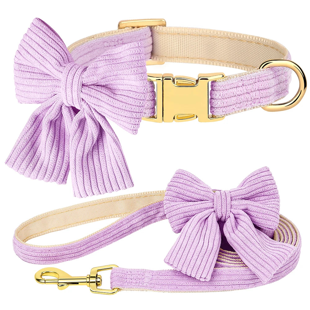 Bow Tie Collar & Lead Set in Purple