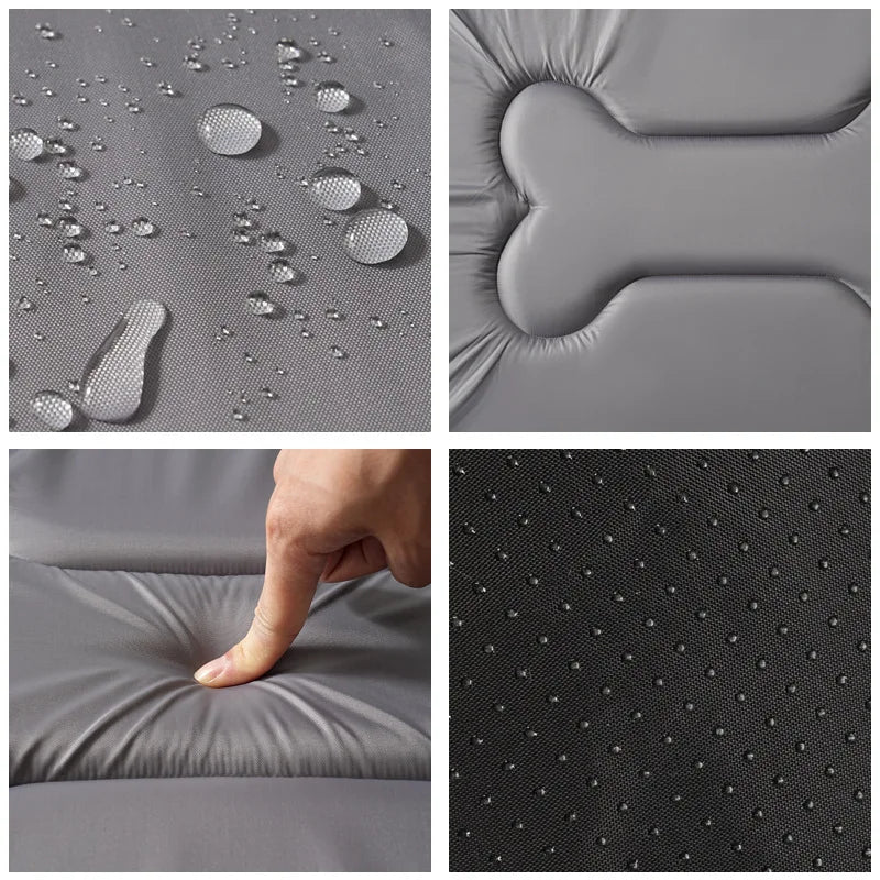 Water beading on the waterproof surface, with fabric close-ups