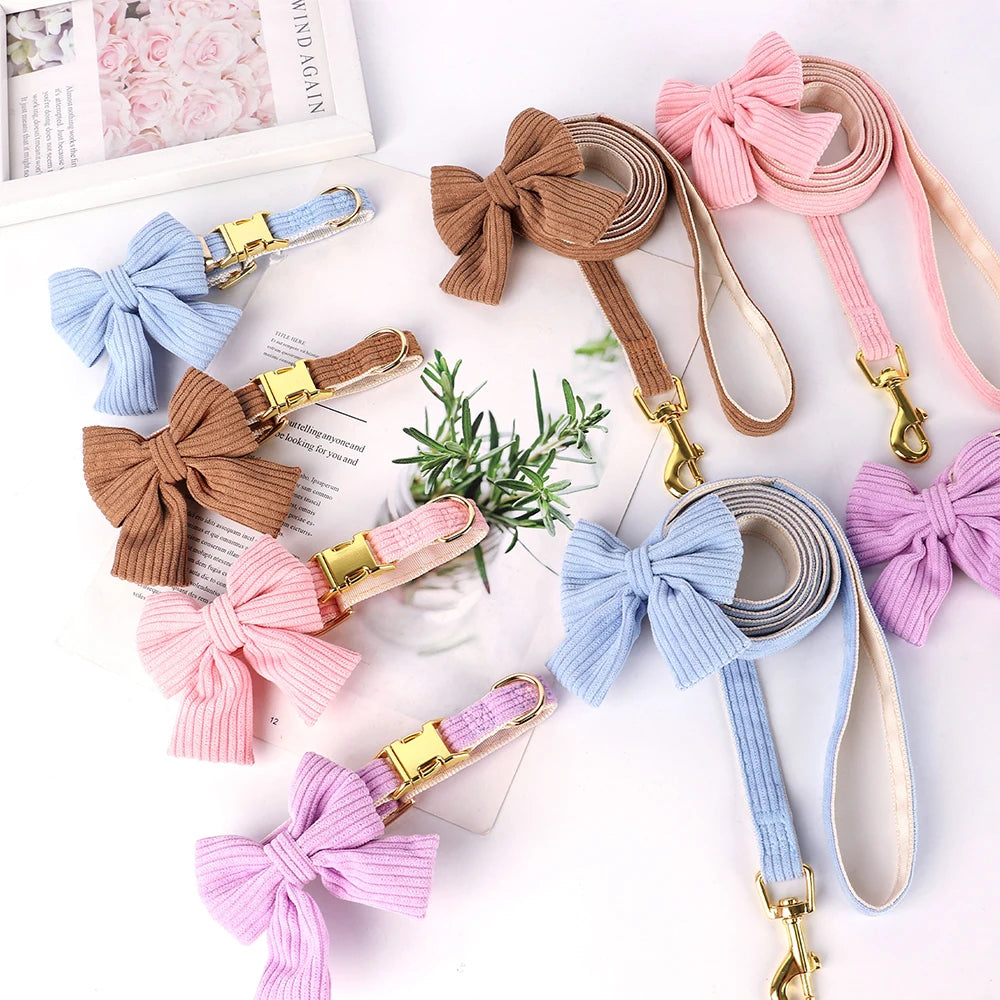 Bow Tie Collar & Lead Sets in four colours