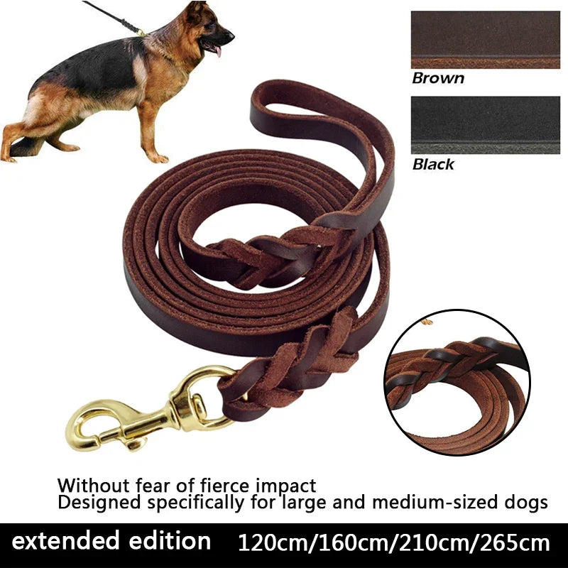 Braided Leather Dog Lead lengths