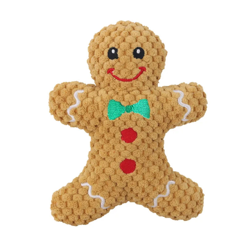 Gingerbread Man plush squeaky dog toy