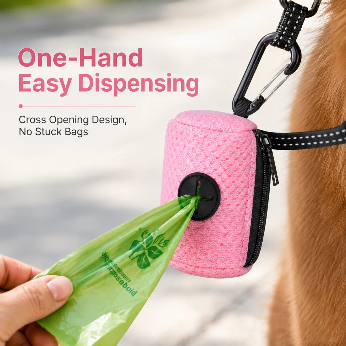 Poop Bag Holder clipped to a lead