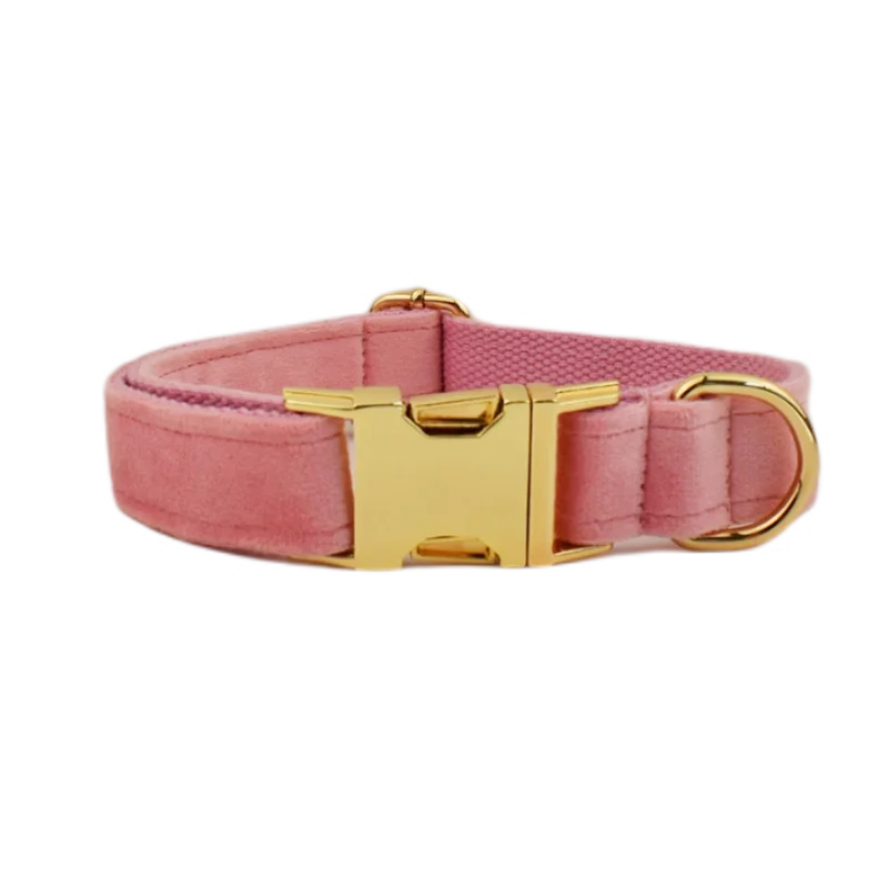 Velvet Dog Collar in Coral Pink