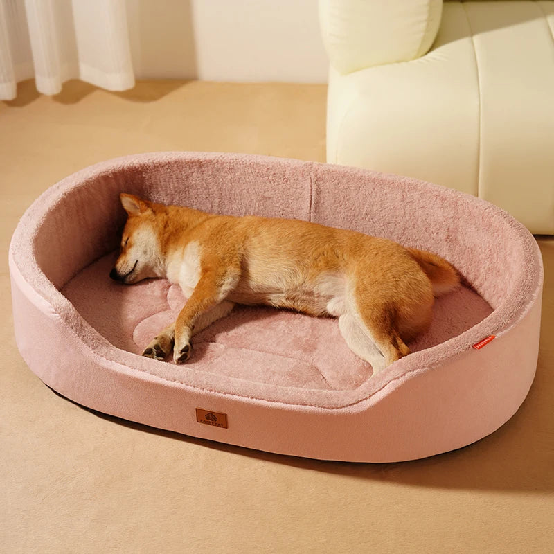 Dog in the Oval Bolster Dog Bed in Pink
