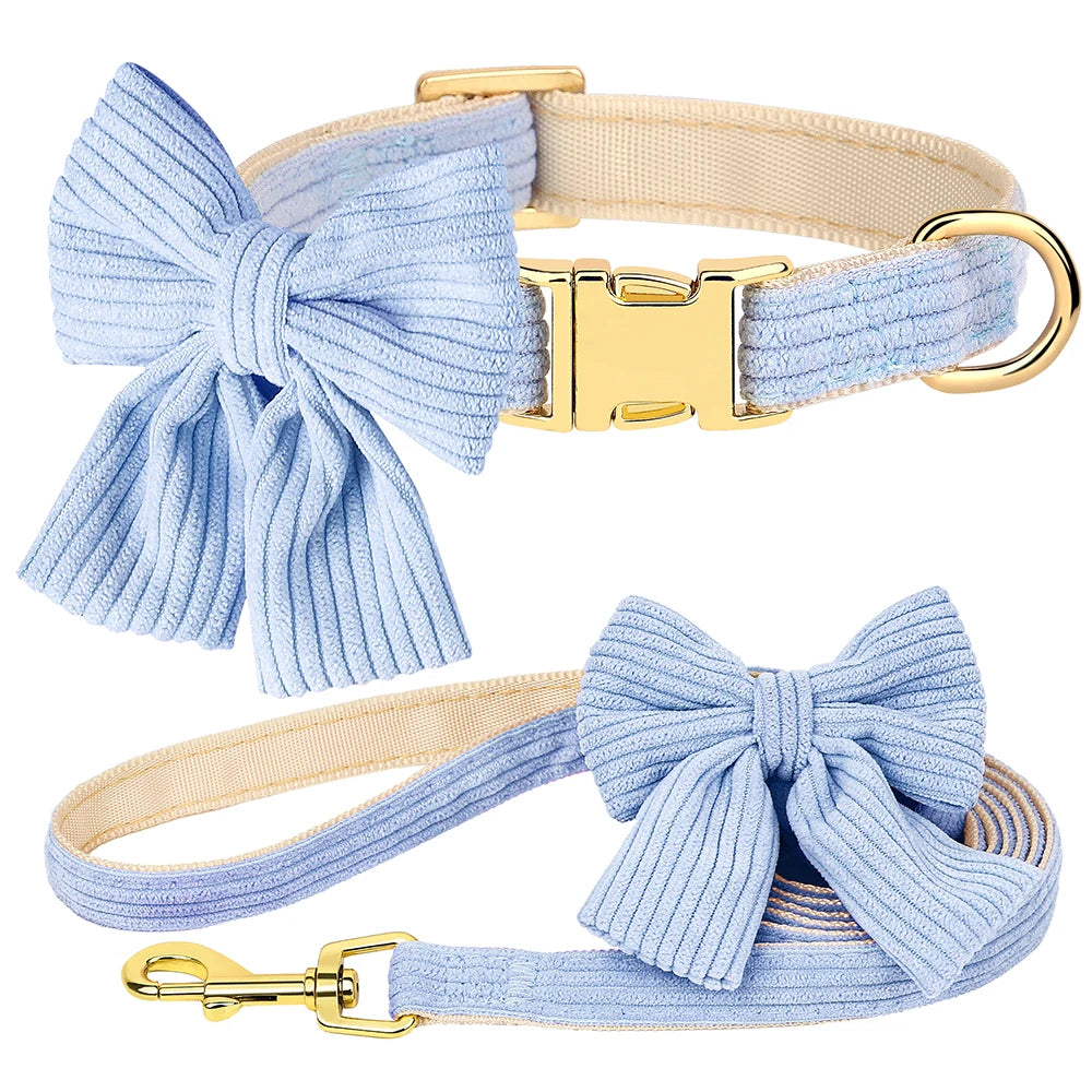 Bow Tie Collar & Lead Set in Blue