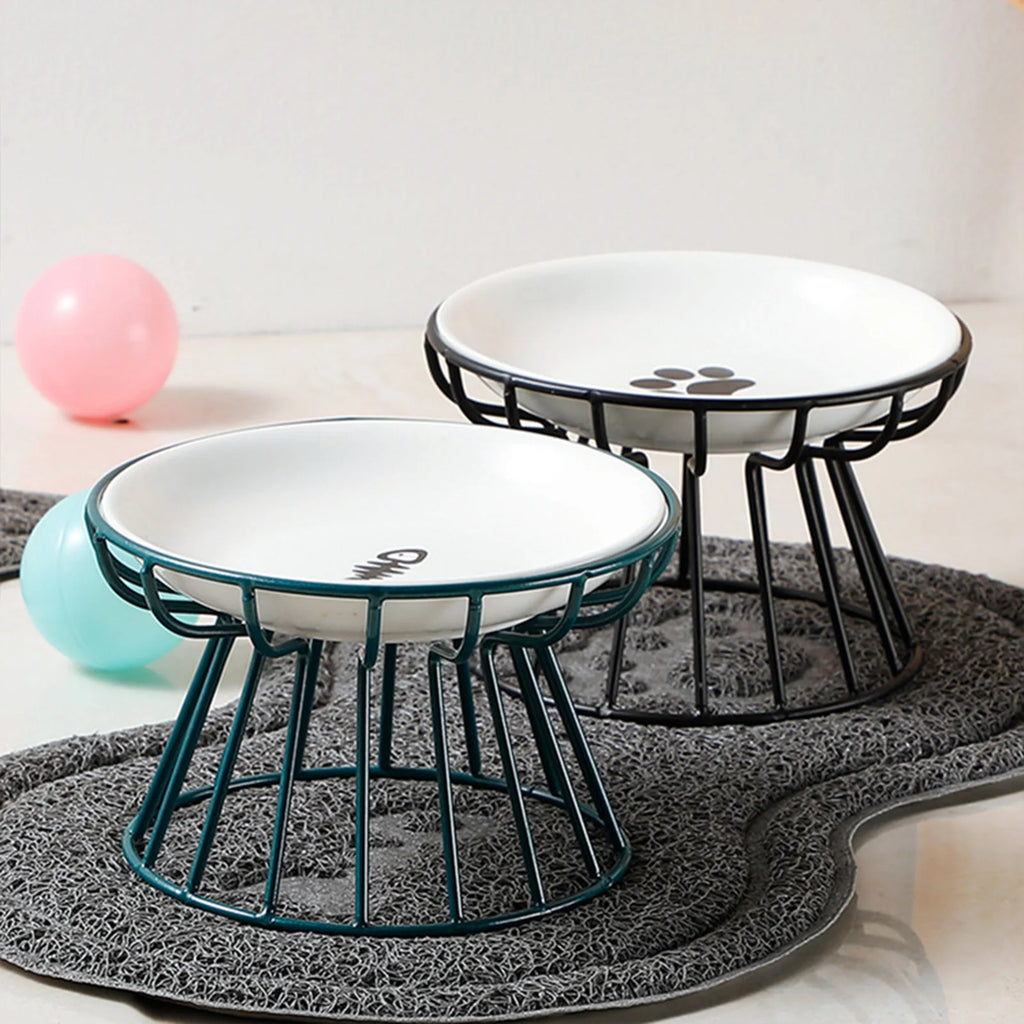Raised Ceramic Cat Bowl & Stand